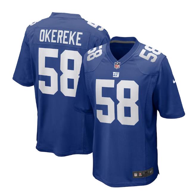 New York Giants #58 Bobby Okereke Royal Stitched Game Jersey - Zenithce