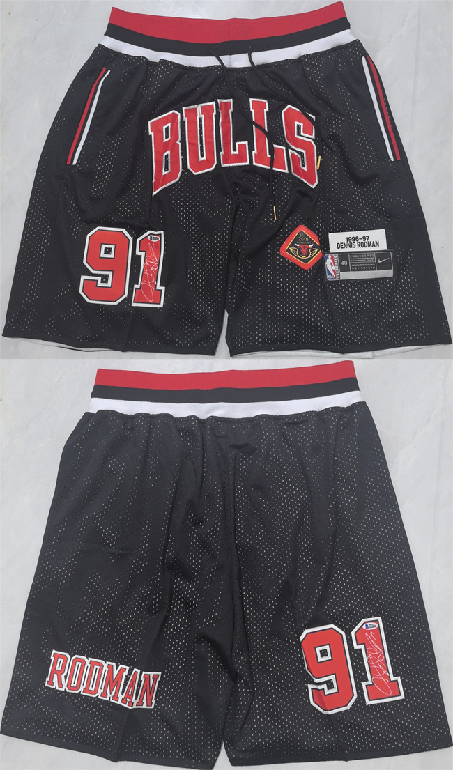 Chicago Bulls #91 Dennis Rodman Black 2025 Shorts (Run Small) - Zenithce
