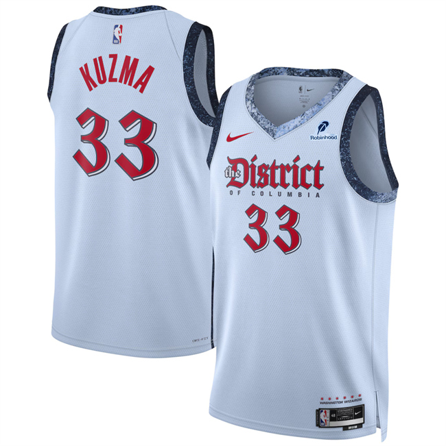 Washington Wizards #33 Kyle Kuzma Powder Blue 2024-25 City Edition Stitched Jersey - Zenithce