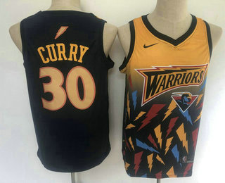 Golden State Warriors #30 Stephen Curry Black with Yellow Salute Swingman Stitched Jersey - Zenithce
