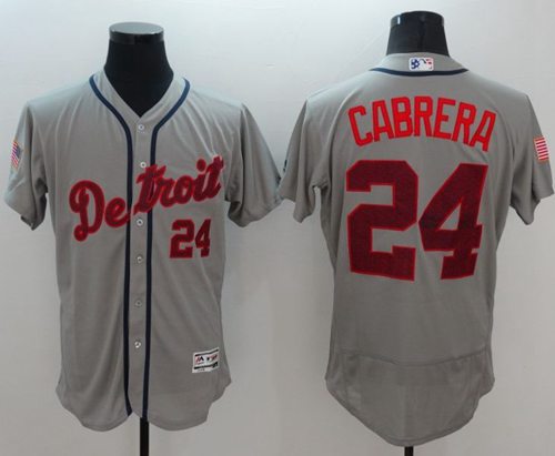 Tigers #24 Miguel Cabrera Grey Fashion Stars Stripes Flexbase Authentic Stitched Jersey - Zenithce