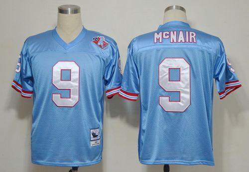 Mitchell And Ness Oilers #9 Steve McNair Blue Throwback Stitched Jersey - Zenithce