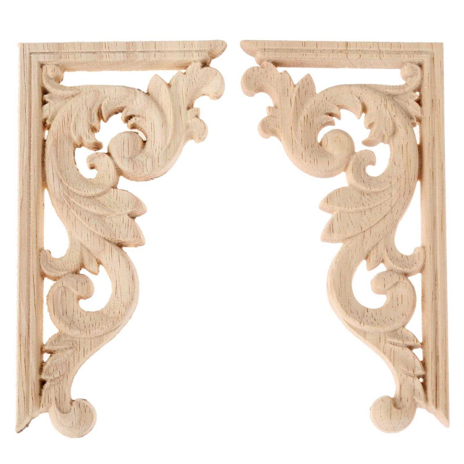 MUXSAM Long Wood Carved Appliques Onlays Unpainted Decorative Corner Carving Decals Set for Wall Door Cabinet Mirror Closet Wardrobe Dresser - Zenithce