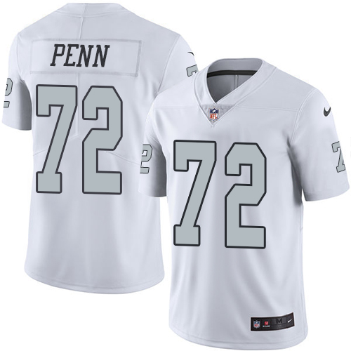 Raiders #72 Donald Penn White Stitched Limited Rush Nike Jersey - Zenithce
