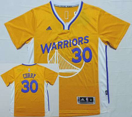 Golden State Warriors #30 Stephen Curry Revolution 30 Swingman 2014 New Yellow Short-Sleeved Jersey - Zenithce