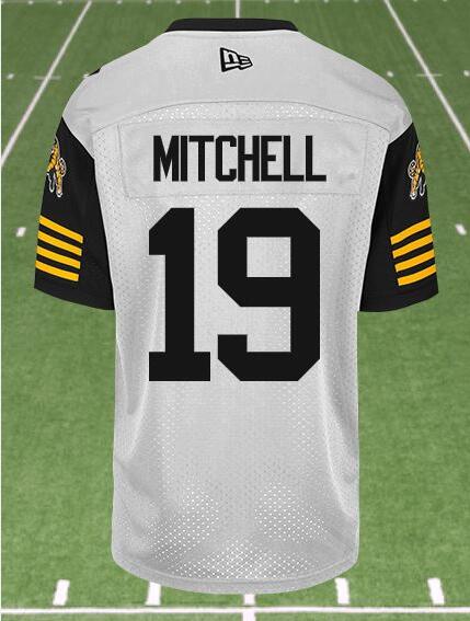 CFL Hamilton tiger cats #19 MITCHELL Crested Away White Jersey - Zenithce