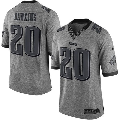 Eagles #20 Brian Dawkins Gray Stitched Limited Gridiron Gray Nike Jersey - Zenithce