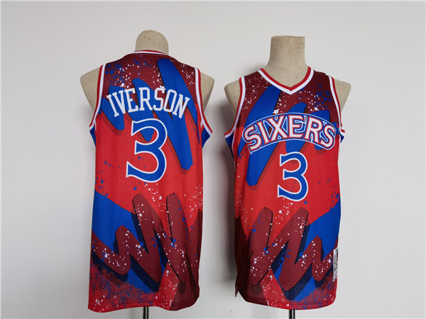 Philadelphia 76ers #3 Allen Iverson Red Black Throwback Jersey - Zenithce