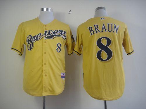 Brewers #8 Ryan Braun Yellow Alternate Cool Base Stitched Jersey - Zenithce