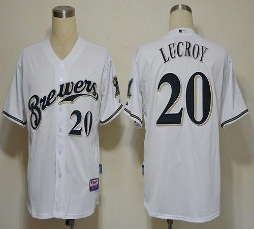 Brewers #20 Jonathan Lucroy White Cool Base Stitched Jersey - Zenithce