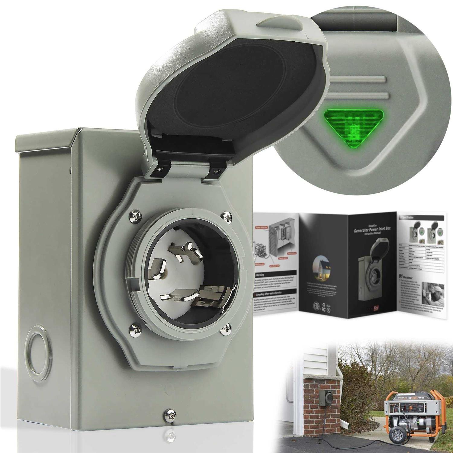 Geepkey 30 Amp Power Inlet Box Nema 3R Power Inlet Box Nema L14-30p Pb30 Power Inlet Box - Zenithce