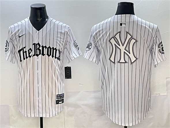 New York Yankees Team Big Logo White Pinstripe 'Gothic Legacy Edition' Vapor Premier Limited Stitched Jersey - Zenithce