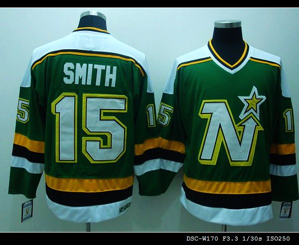 Stars #15 Bobby Smith Stitched Green CCM Throwback Jersey - Zenithce