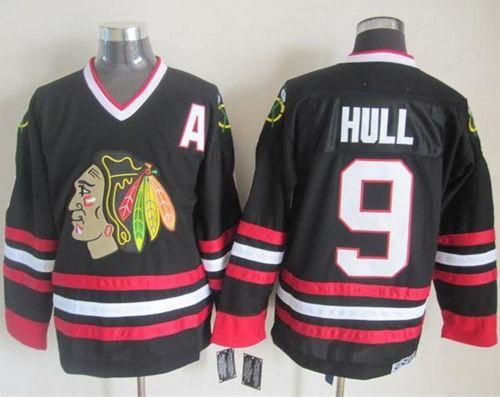 Blackhawks #9 Bobby Hull Black CCM Throwback Stitched Jersey - Zenithce