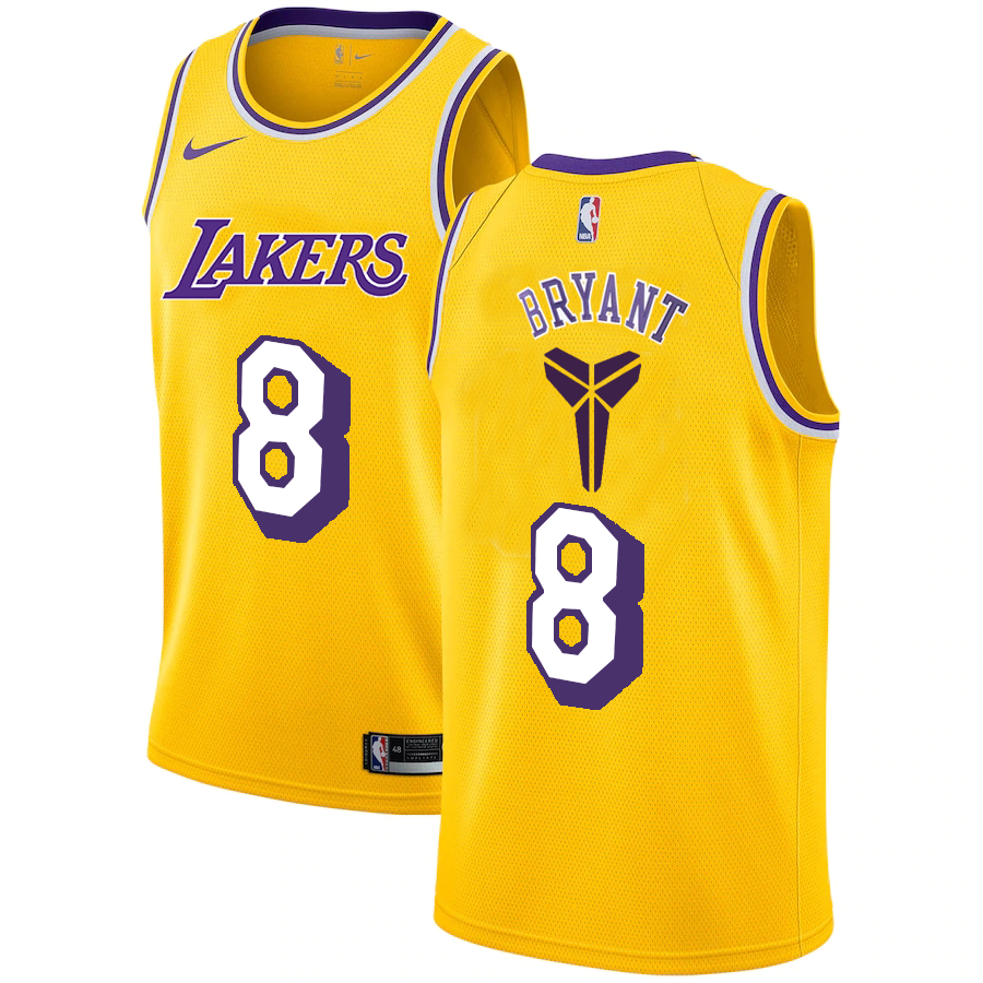 Los Angeles Lakers #8 Kobe Bryant Yellow Swingman Black Mamba Logo Swingman Jeresy - Zenithce