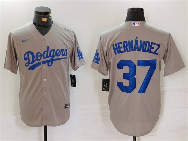 Los Angeles Dodgers #37 Teoscar Hernández Gray Cool Base Stitched Jersey - Zenithce