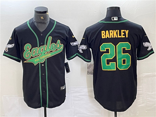 Philadelphia Eagles #26 Saquon Barkley Black Gold Cool Base Stitched Jersey - Zenithce