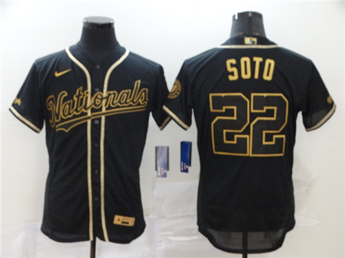 Washington Nationals #22 Juan Soto Black Golden Flex Base Stitched Jersey - Zenithce