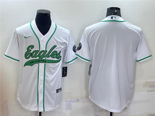 Philadelphia Eagles Blank White With Patch Cool Base Stitched Baseball Jersey - Zenithce
