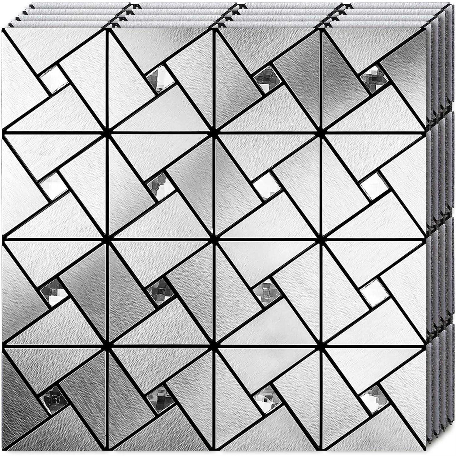 Homeymosaic Peel and Stick Backsplash Tile Stick on Kitchen Bathroom Fireplace Plaid Glass - Zenithce