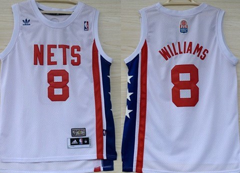 New Jersey Nets #8 Deron Williams ABA Hardwood Classic White Swingman Jersey - Zenithce