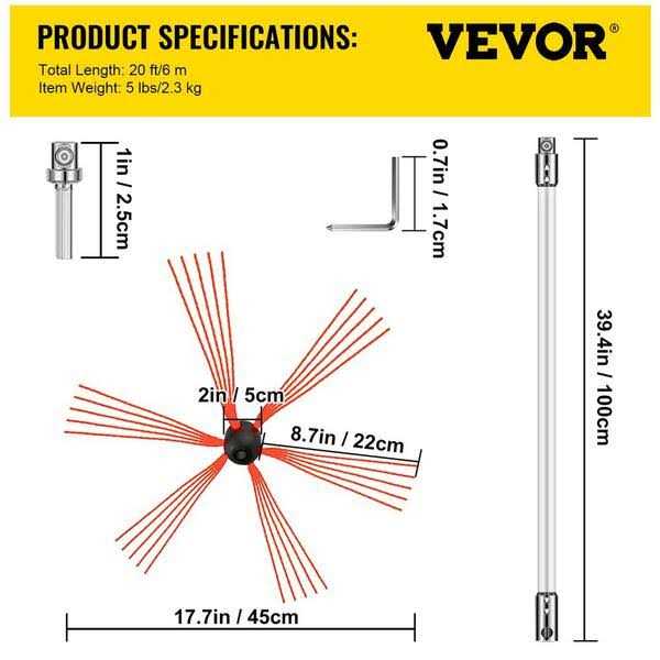 VEVOR Chimney Sweep Kit Chimney Brush Kit Nylon Flexible Rods Rotary Chimney Cleaning Tool Kit Fireplace Tool - Zenithce