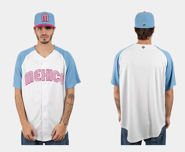 Mexico White Blue 2023 World Classic Stitched Jersey - Zenithce