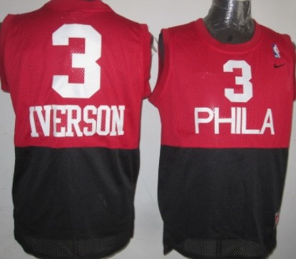 Philadelphia 76ers #3 Allen Iverson Red/Black Swingman Jersey - Zenithce