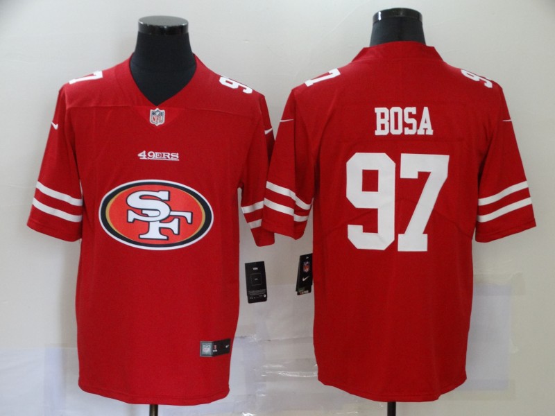 San Francisco 49ers #97 Nick Bosa Red 2020 Team Big Logo Limited Stitched Jersey - Zenithce
