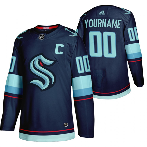 Seattle Kraken Primary Logo Custom Navy NHL Stitched Jersey - Zenithce