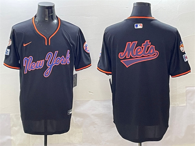 New York Mets Team Big Logo Black 2025 Spring Training Stitched Jersey - Zenithce