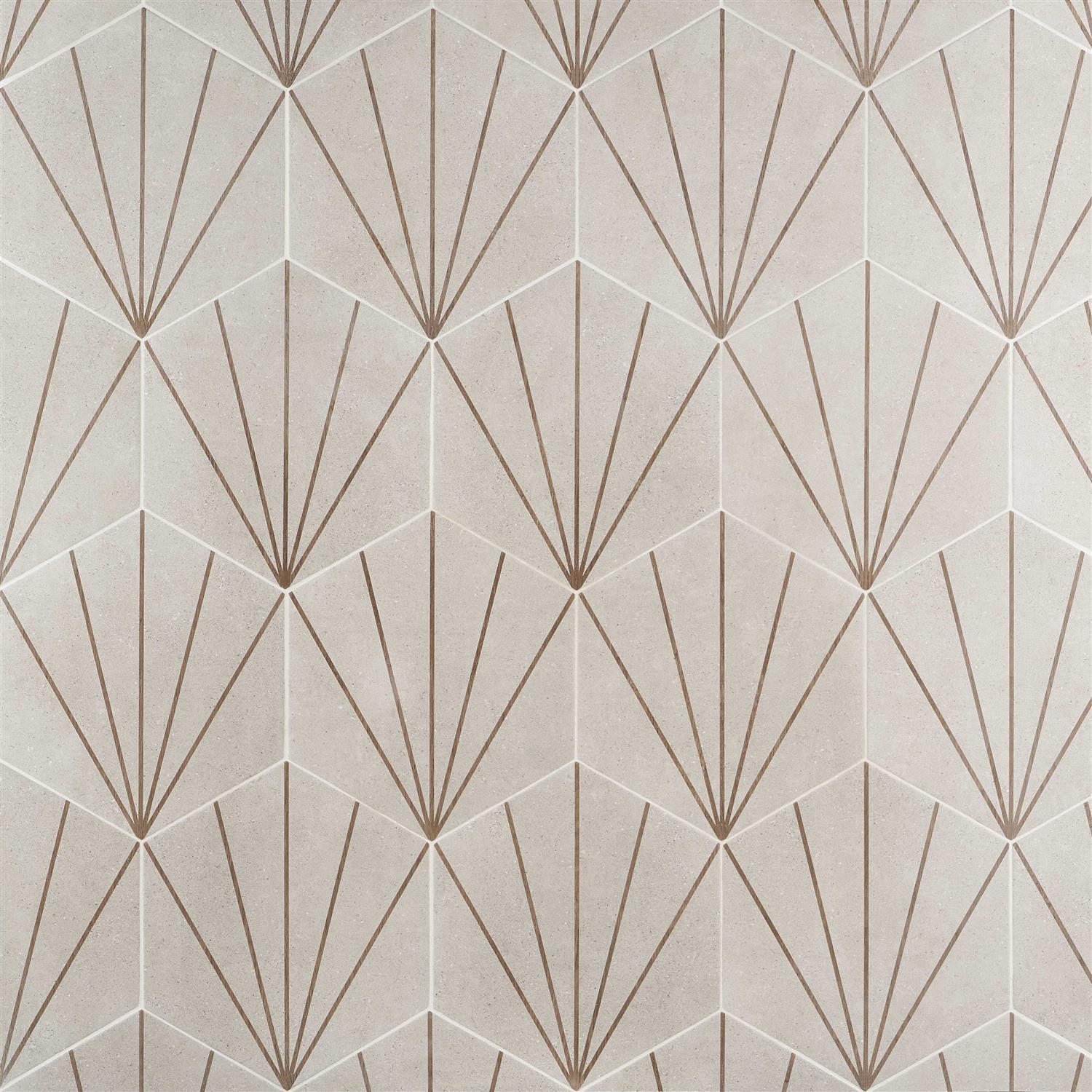 Ivy Hill Tile Klyda Beams 12.6 in. x 14.5 in. Matte Hexagon Porcelain Floor and Wall Tile - Zenithce