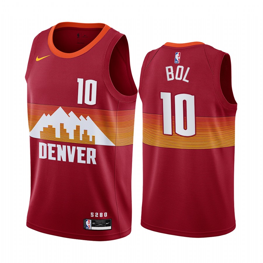 Nuggets #10 Bol Bol Red Swingman 2020-21 City Edition Jersey - Zenithce