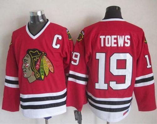 Blackhawks #19 Jonathan Toews Red CCM Throwback Stitched Jersey - Zenithce