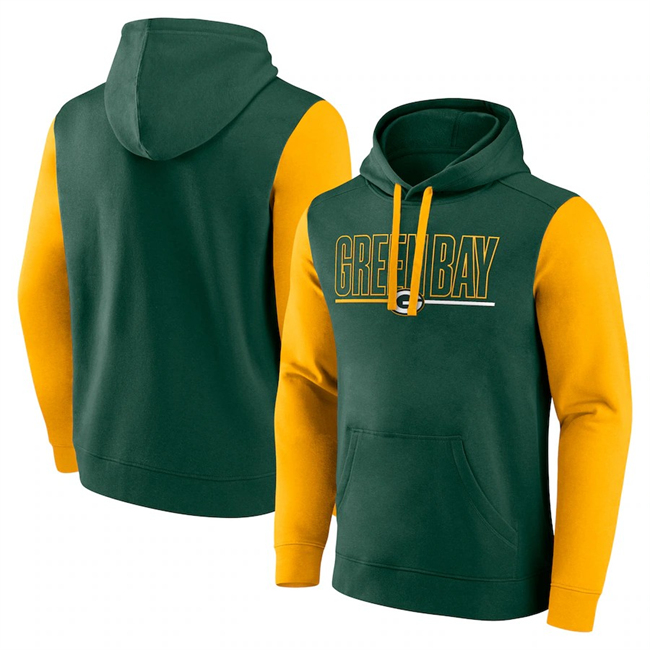 Green Bay Packers Green Gold Outline Pullover Hoodie - Zenithce