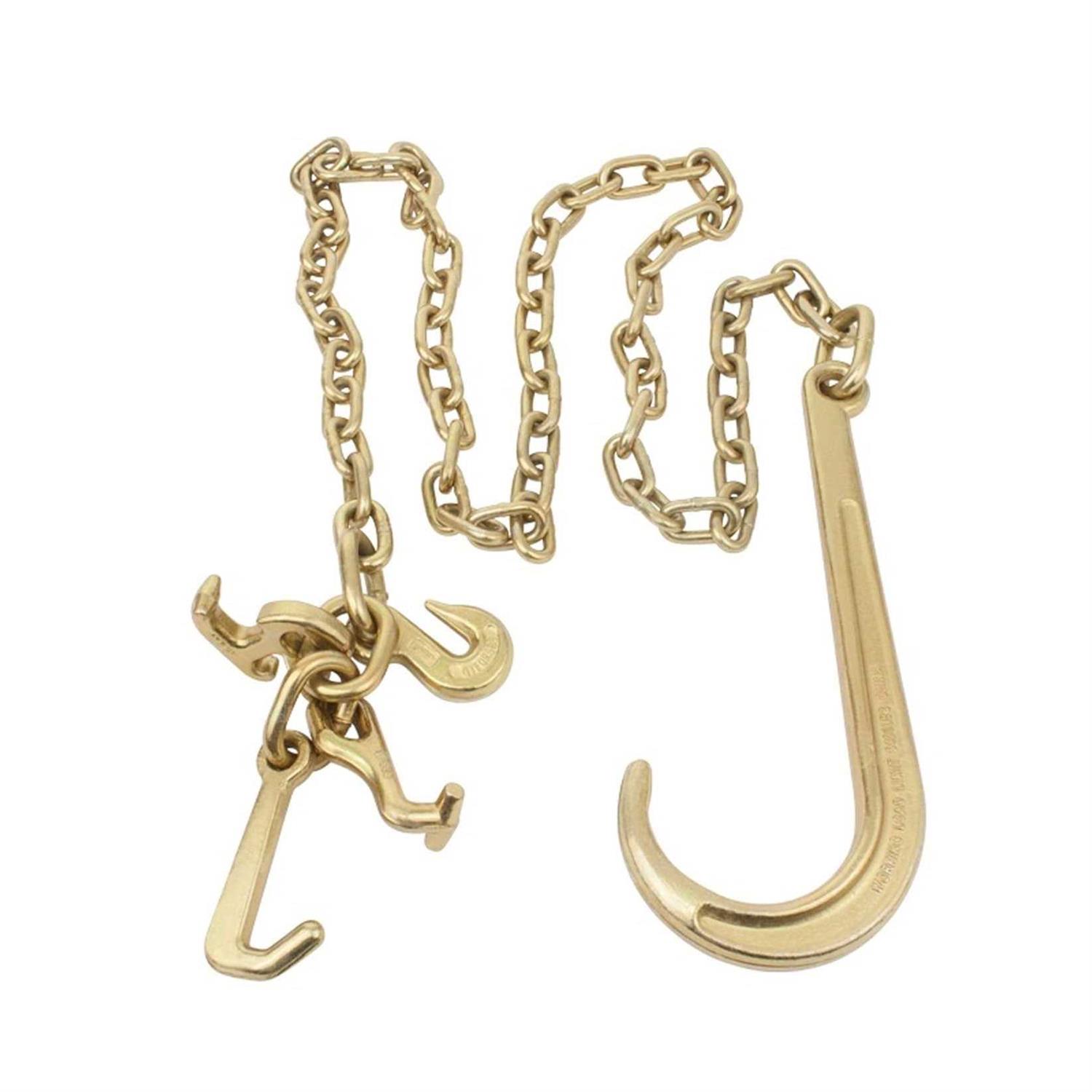 Mytee Products 5/16 inch x 6′ Long Shank J Hook Tow Chain w. RTJ Cluster & Grab Hook - Zenithce