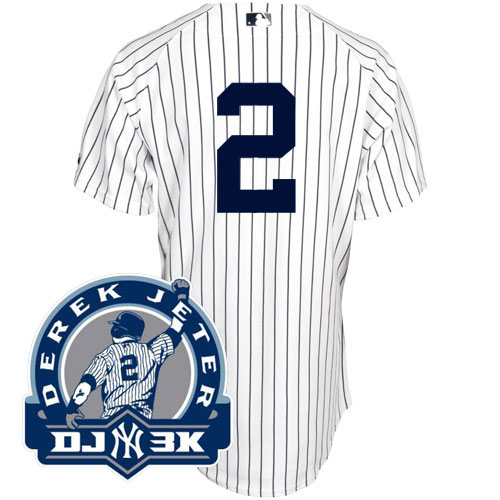 Yankees #2 Derek Jeter White With DJ-3K Patch Stitched Jersey - Zenithce