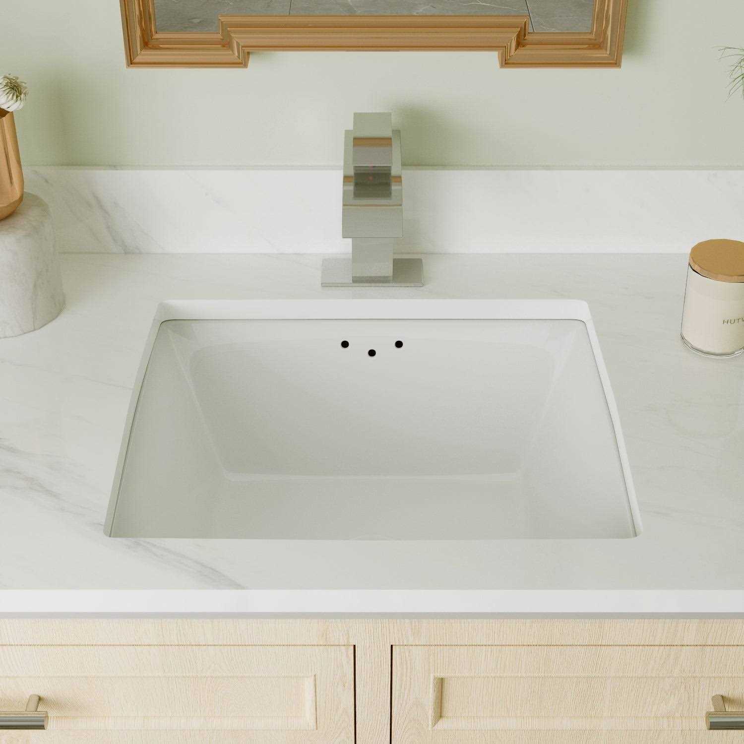 DeerValley DV-1U306 Ursa 18 x 13 Rectangular Vitreous China Undermount Bathroom Sink with Overflow - Zenithce