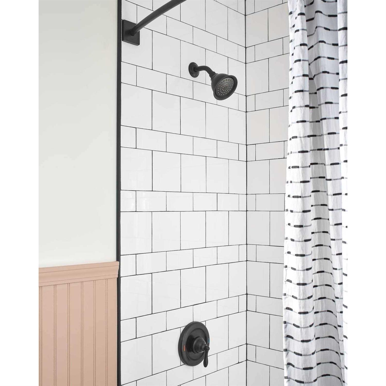 Moen Caldwell Matte Black 1-handle Single Function Round Bathtub and Shower Faucet Valve Included - Zenithce