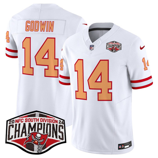Tampa Bay Buccaneers #14 Chris Godwin White 2024 F.U.S.E. NFC South Division Champions Limited Stitched Jersey - Zenithce