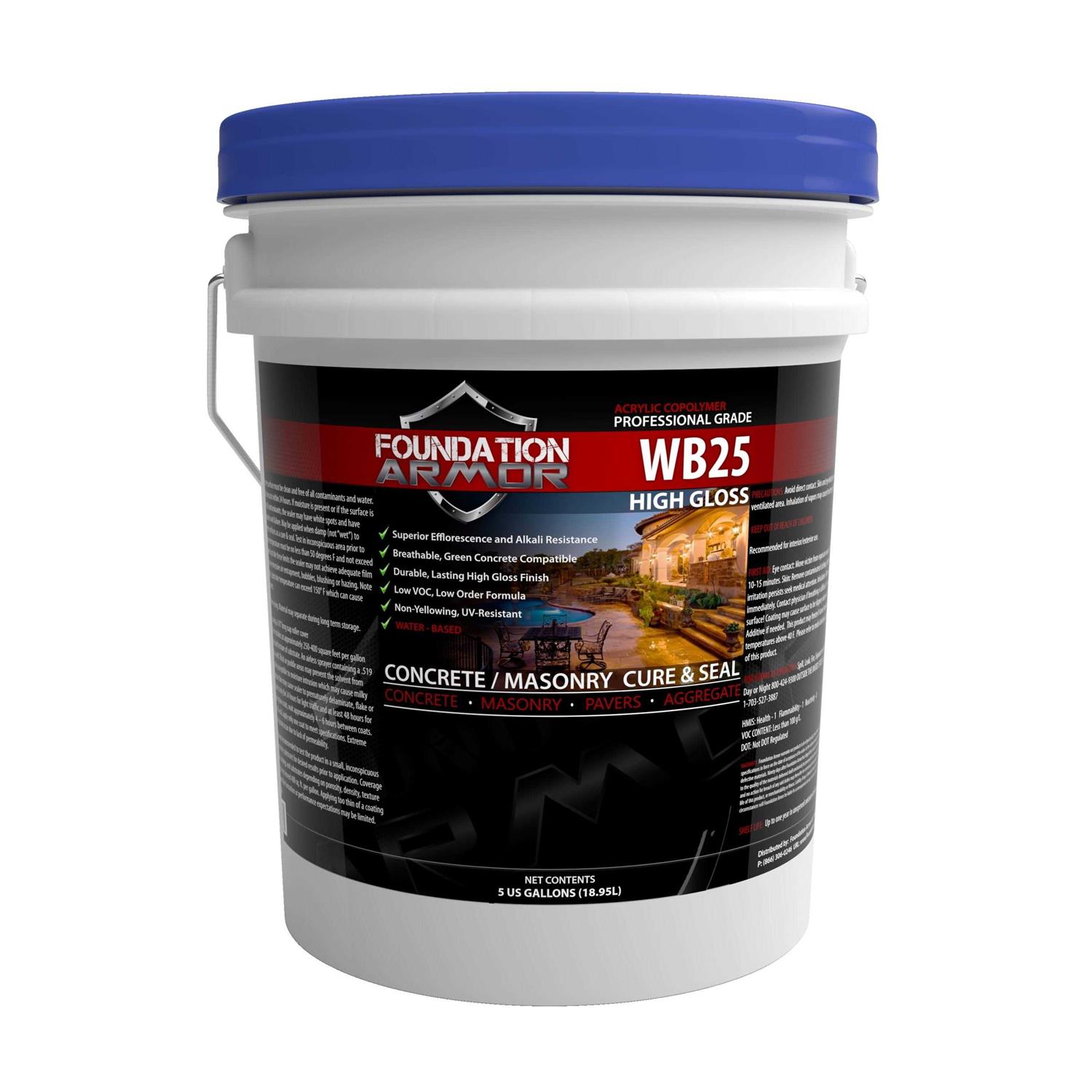 Foundation Armor Armor WB25 High Gloss Water Based Acrylic Concrete Cure and Seal - Zenithce