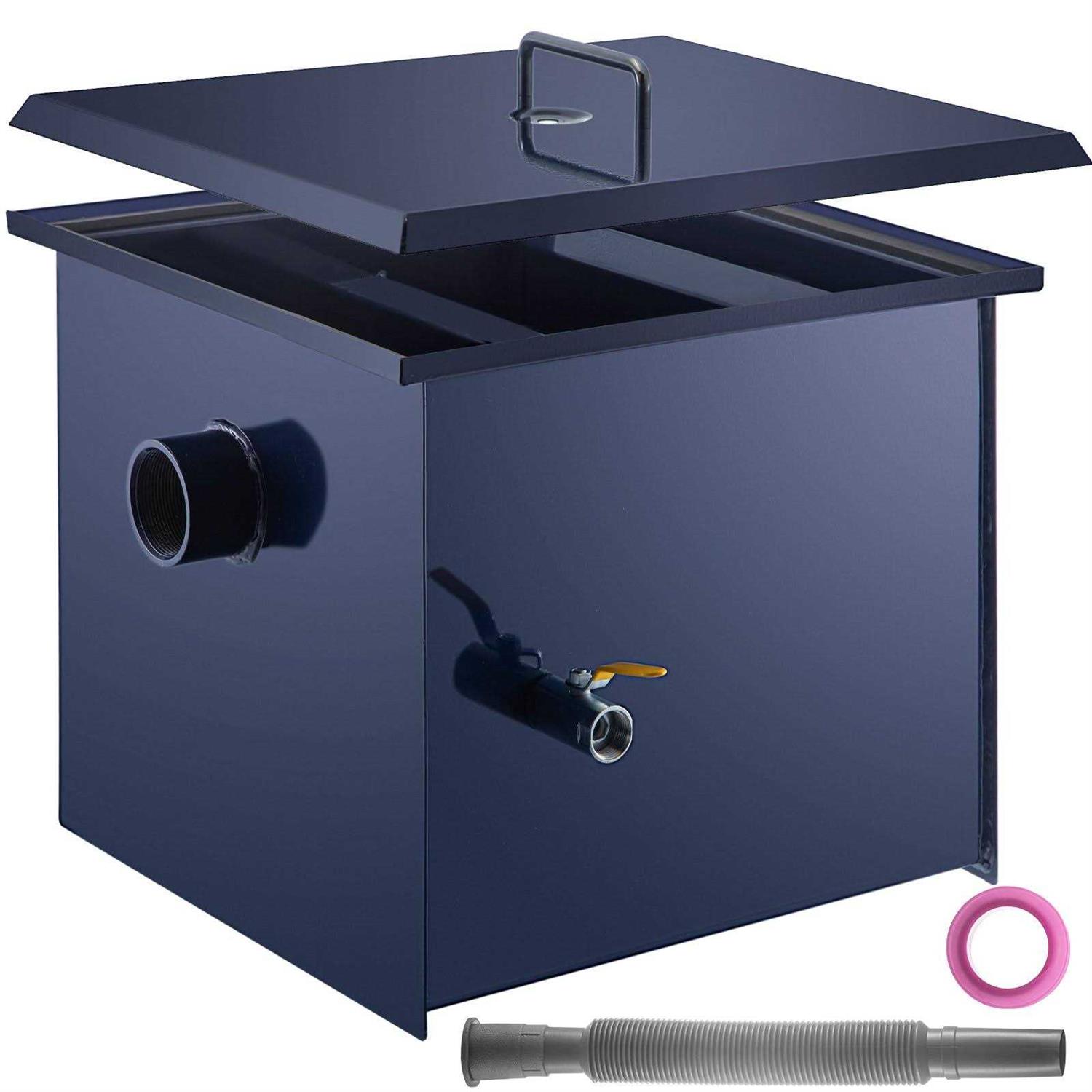 VEVOR Commercial Grease Interceptor Carbon Steel Grease Trap GPM Grease Interceptor Trap with Side Water Inlet Under Sink Grease Trap YSFLQ - Zenithce