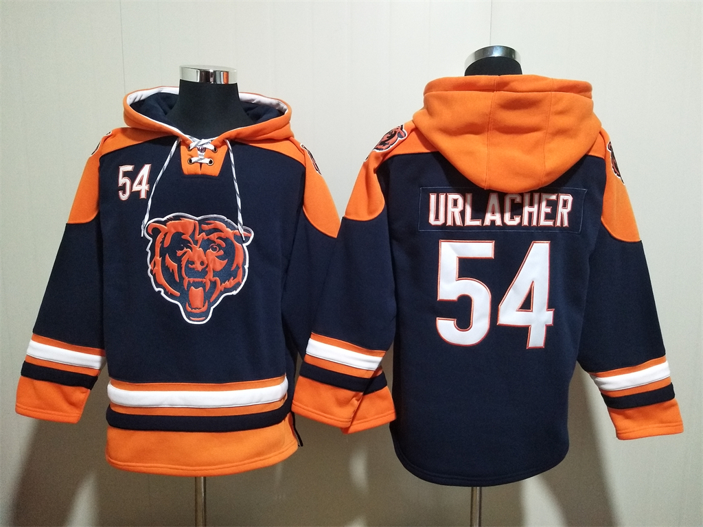 Chicago Bears #54 Brian Urlacher Navy Ageless Must-Have Lace-Up Pullover Hoodie - Zenithce