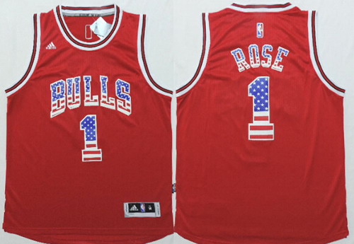Chicago Bulls #1 Derrick Rose Revolution 30 Swingman 2014 USA Flag Fashion Red Jersey - Zenithce