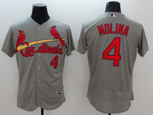 Cardinals #4 Yadier Molina Grey Flexbase Authentic Collection Stitched Jersey - Zenithce