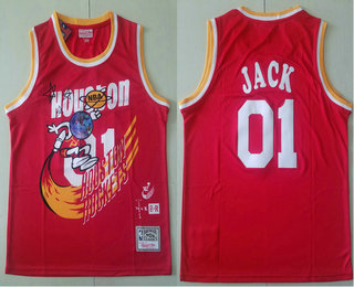 Travis Scott X Br X Mn Houston Rockets #01 Jack Red Swingman Stitched Throwback Jersey - Zenithce