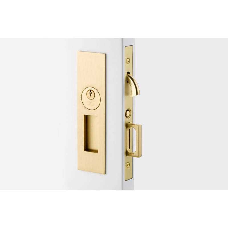 Emtek Mortise Pocket Door Hardware Narrow Modern Rectangular Keyed Pocket Door Mortise Lock 2153US26138 - Zenithce
