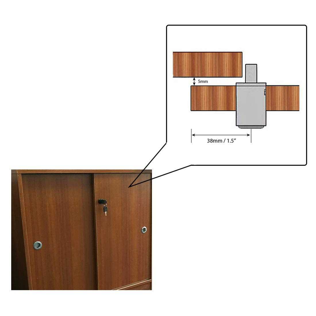 VictorsHome Push Plunger Lock 19mm x Cylinder Head Chrome Plated Zinc Alloy Keyed 2 Pack - Zenithce