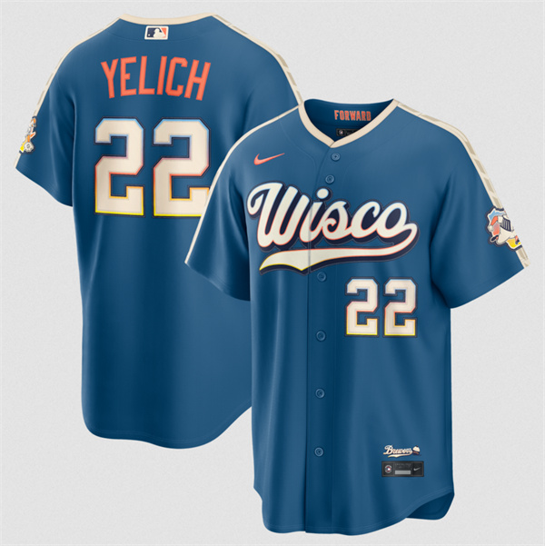 Milwaukee Brewers #22 Christian Yelich Mineral Blue 2026 City Connect Stadium Stitched Stitched Jersey - Zenithce