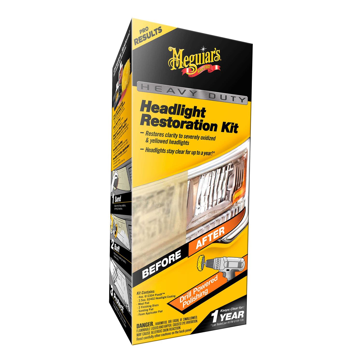 Meguiars G2980 Heavy Duty Headlight Restoration Kit - Zenithce